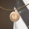 Texas A&M Diamond Florentine Pendant shown on Neck Collar in gold