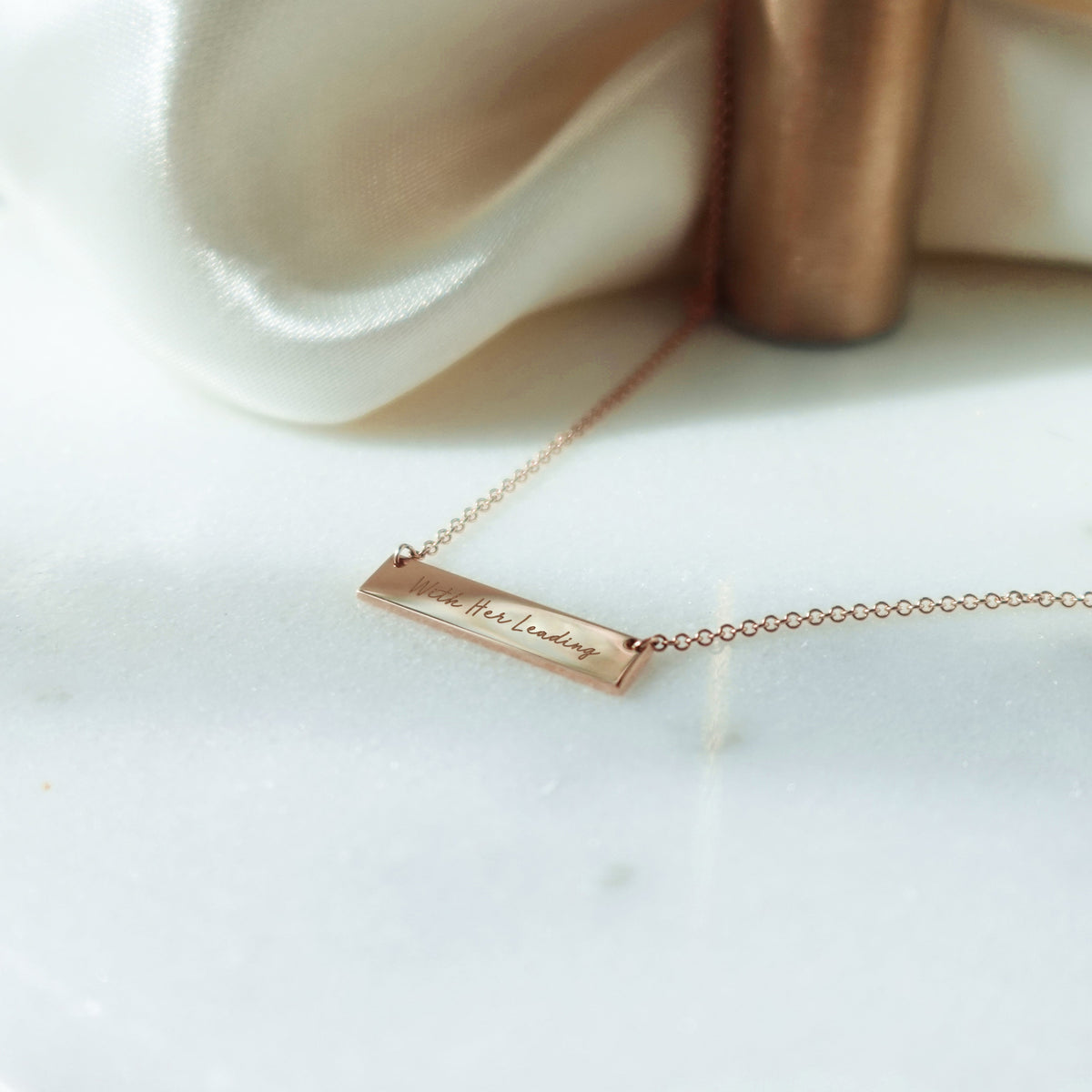Cathedral Horizontal Necklace shown in gold 