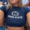 Penn State Sunburst Necklace shown on figure in gold on Cable Chain
