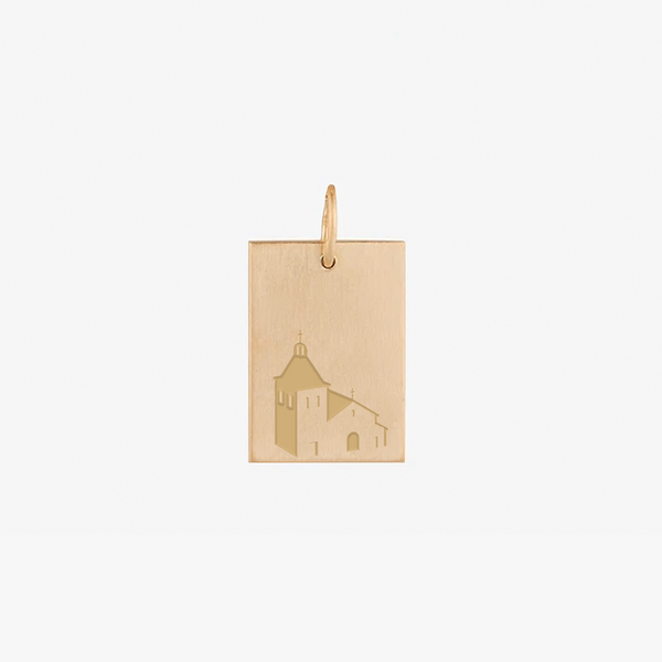 Santa Clara Mission Church Rectangle Necklace