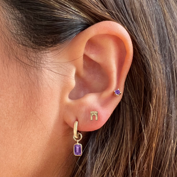 Amethyst Florentine Earring Bundle shown on figure in gold