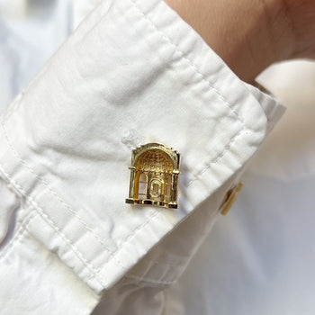 Ohio State Rotunda Cufflink shown on figure in gold
