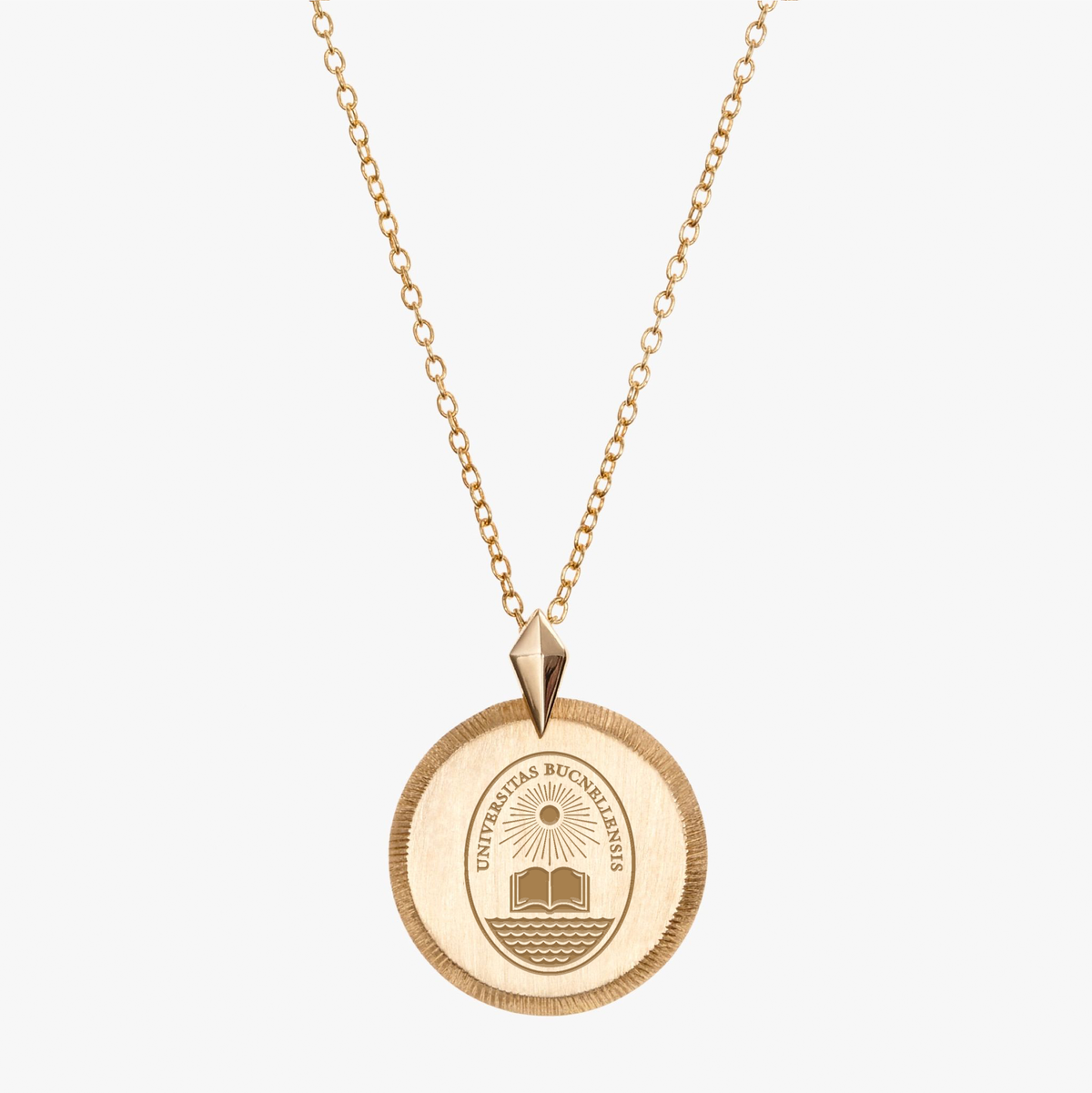 Bucknell University Seal Florentine Necklace Petite in Cavan Gold 14K Gold